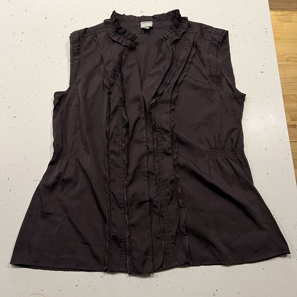 Converse One Star Purple Blouse Top Ruffled sleeveless Button Down Womens XL - Picture 1 of 8
